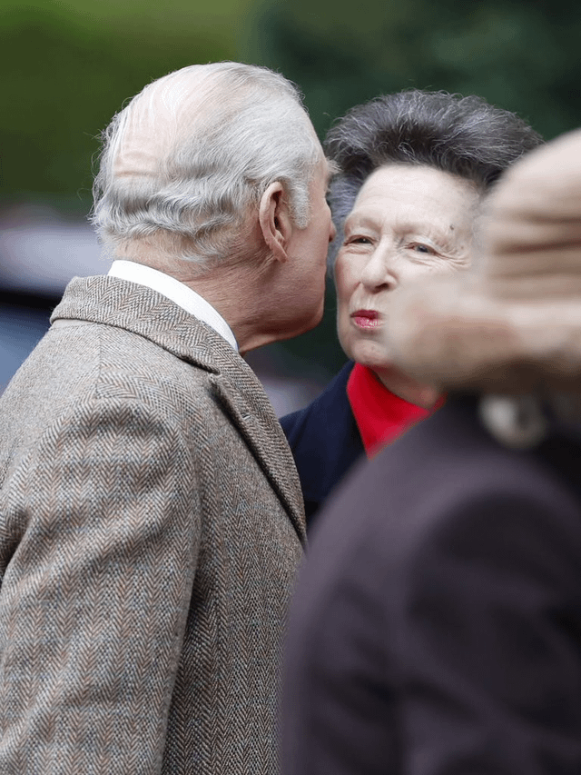 Charles greets Anne with a kiss at Sunday service in Norfolk, where Charles and Camilla met with the Archbishop of Canterbury