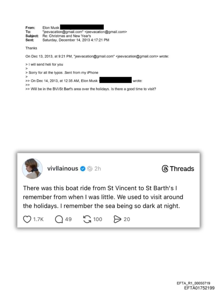 Vivian Wilson speaks out after email exchanges between her father Elon Musk & Jeffrey Epstein release: “There was this boat ride from St Vincent to St Barth's I remember from when I was little. We used to visit around the holidays. I remember the sea being so dark at night.”