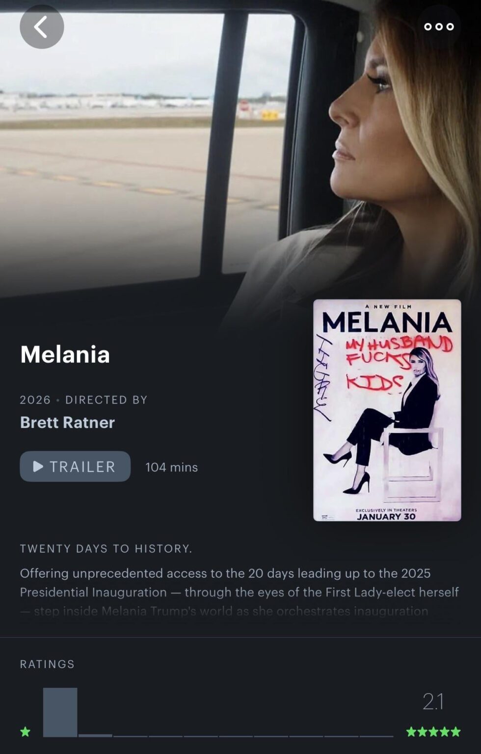 The current default poster of Melania on Letterboxd