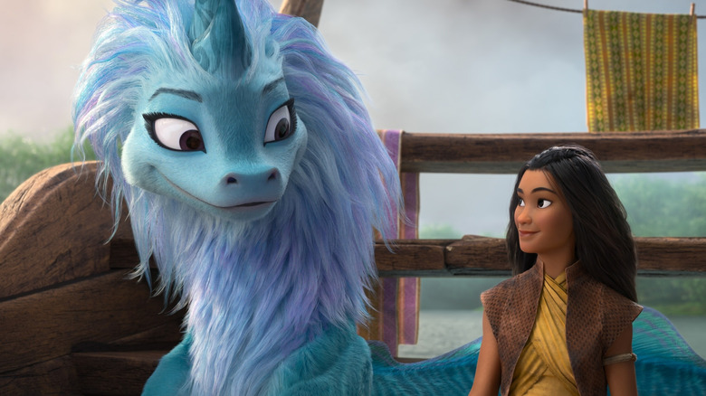 Raya looking at Sisu in Raya and the Last Dragon