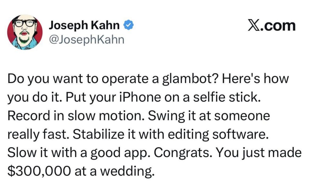 Grammy Award winner and music video director Joseph Kahn gives some tips on how to operate a glambot