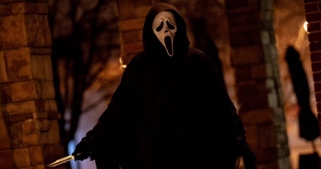 The new poster for the slasher sequel Scream 7 pays tribute to the poster for the 1974 classic The Texas Chainsaw Massacre!