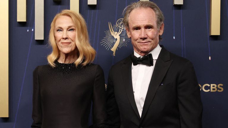 Catherine O'Hara and her husband Bo Welch at the 2025 Emmy Awards in Los Angeles. Pic: Reuters