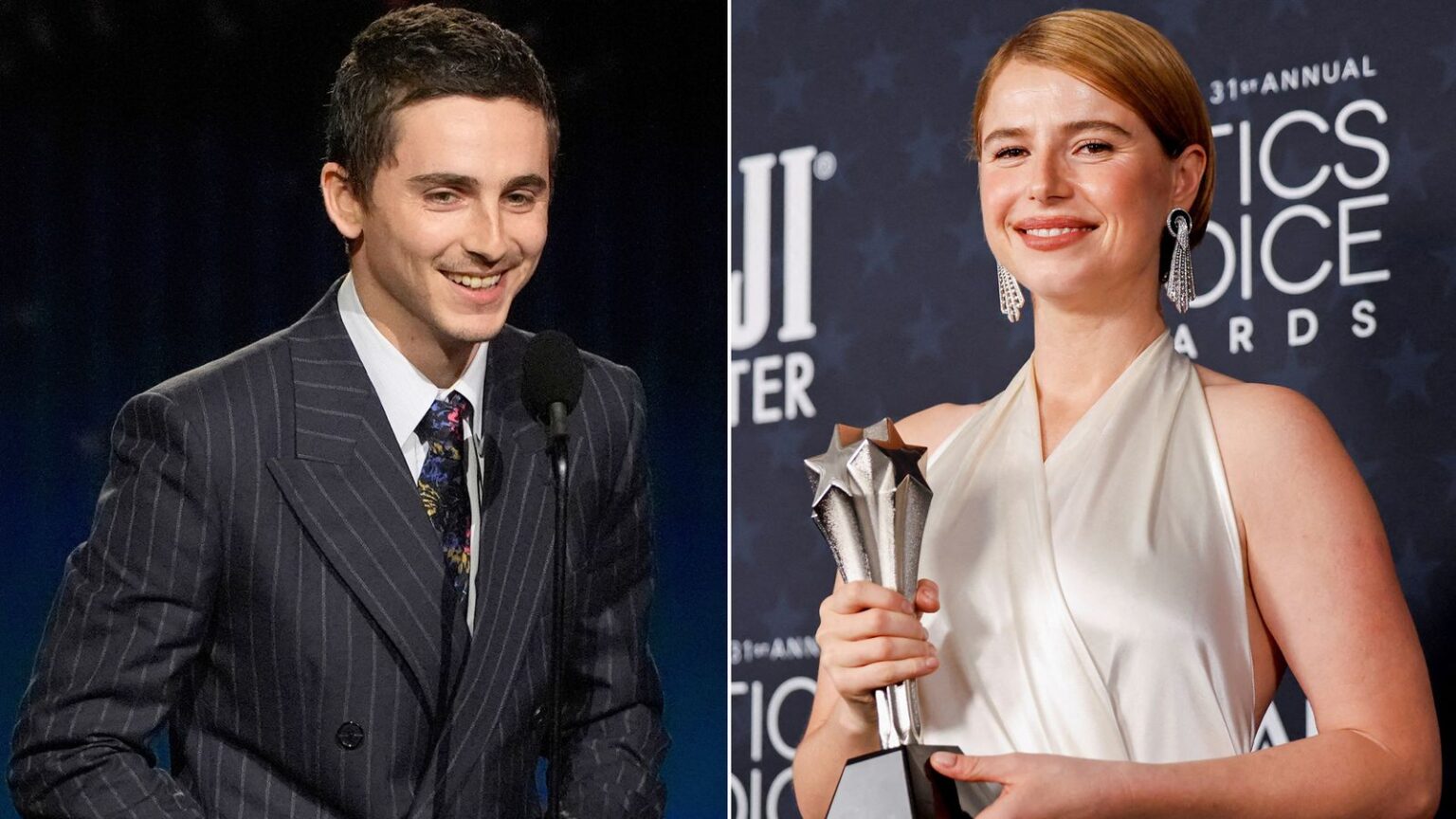 Timothee Chalamet and Jessie Buckley big winners at Critics’ Choice Awards | Ents & Arts News Timothee Chalamet and Jessie Buckley at the Critics Choice Awards. Pics: AP/Reuters