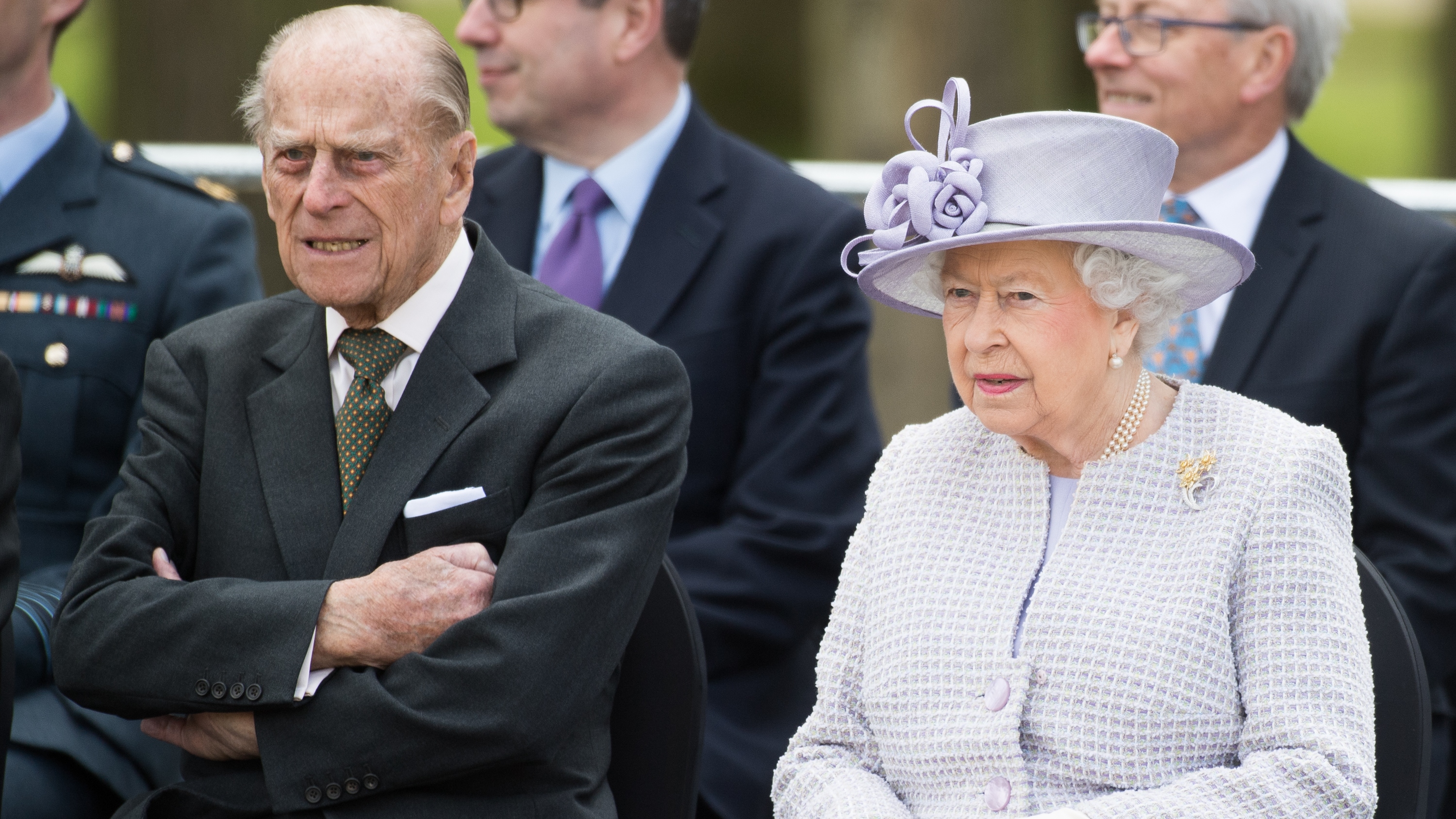 Queen Elizabeth II and Prince Philip, Duke of Edinburgh visit the ZSL Whipsnade Zoo Elephant Centre on April 11, 2017