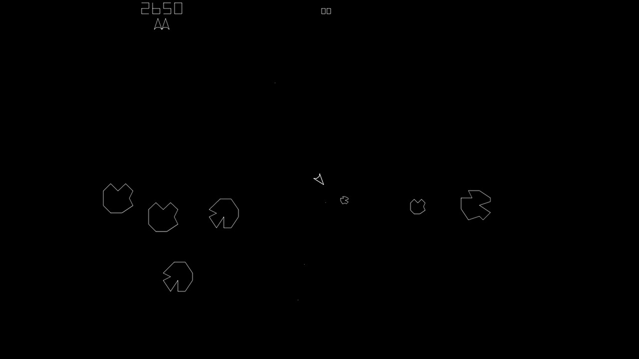 Screenshot from the video game Asteroids