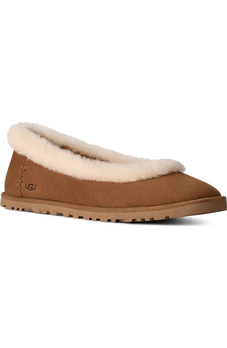 Zora Genuine Shearling Trim Ballet Flat