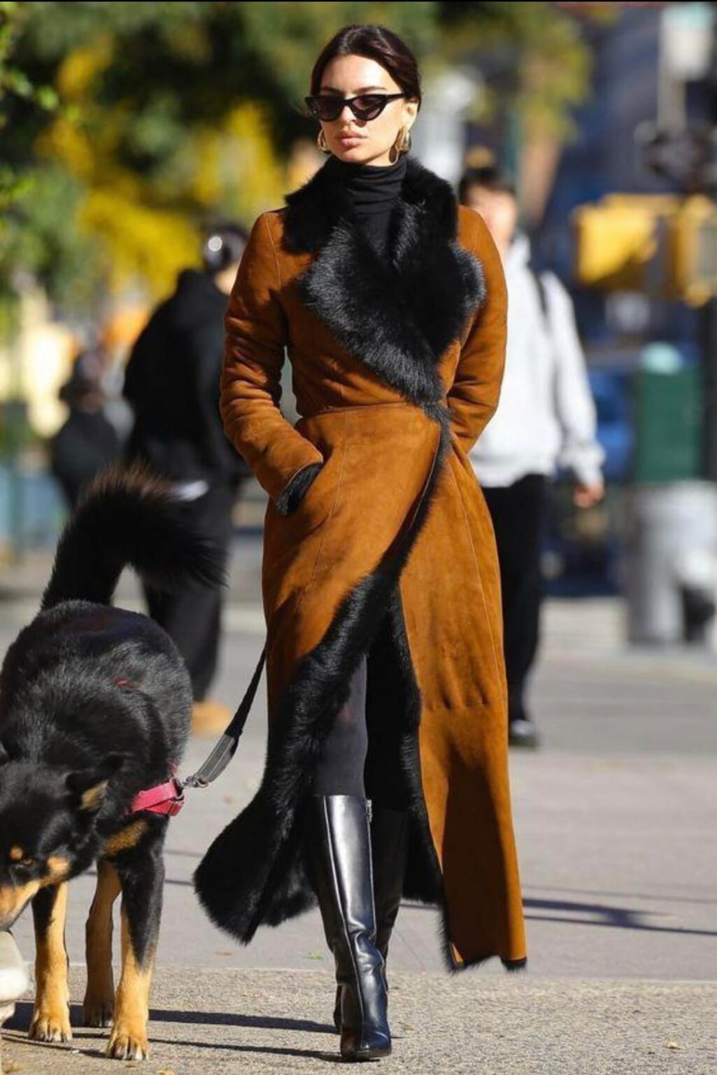 Emily Ratajkowski’s style while walking her dog