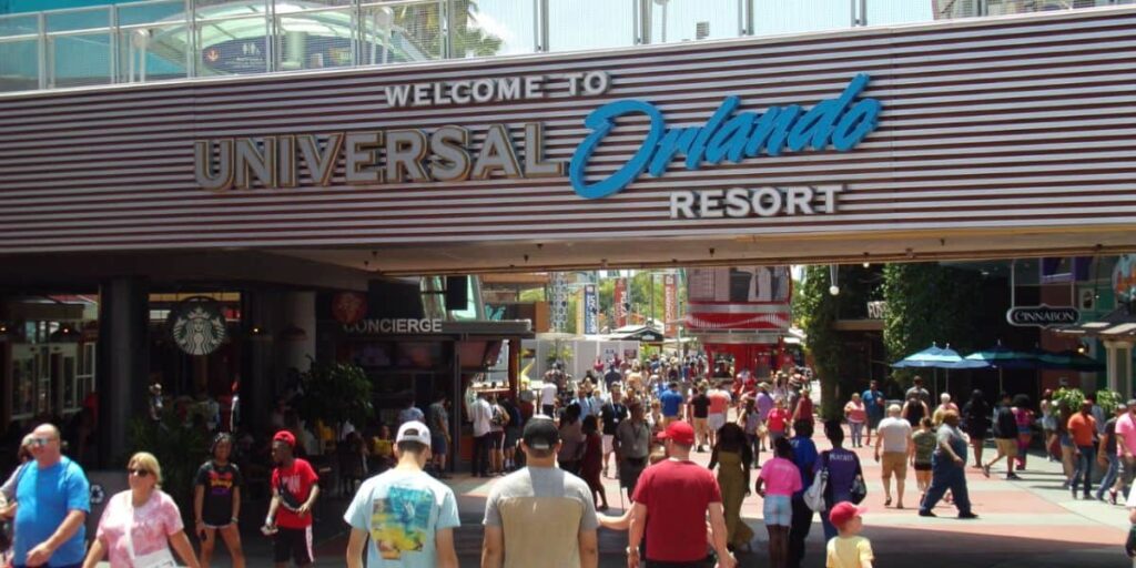 Universal Closing Groundbreaking ‘Harry Potter’ Attraction in Weeks Guests stream beneath the iconic "Welcome to Universal Orlando Resort" archway in Universal CityWalk