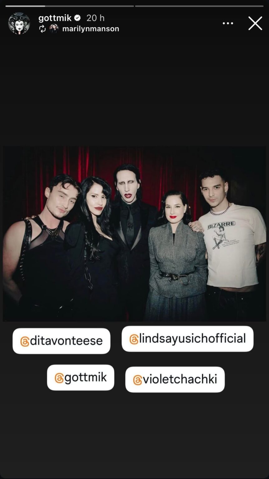 Gottmik and Violet Chachki hanging out with known abuser Marylin Manson.