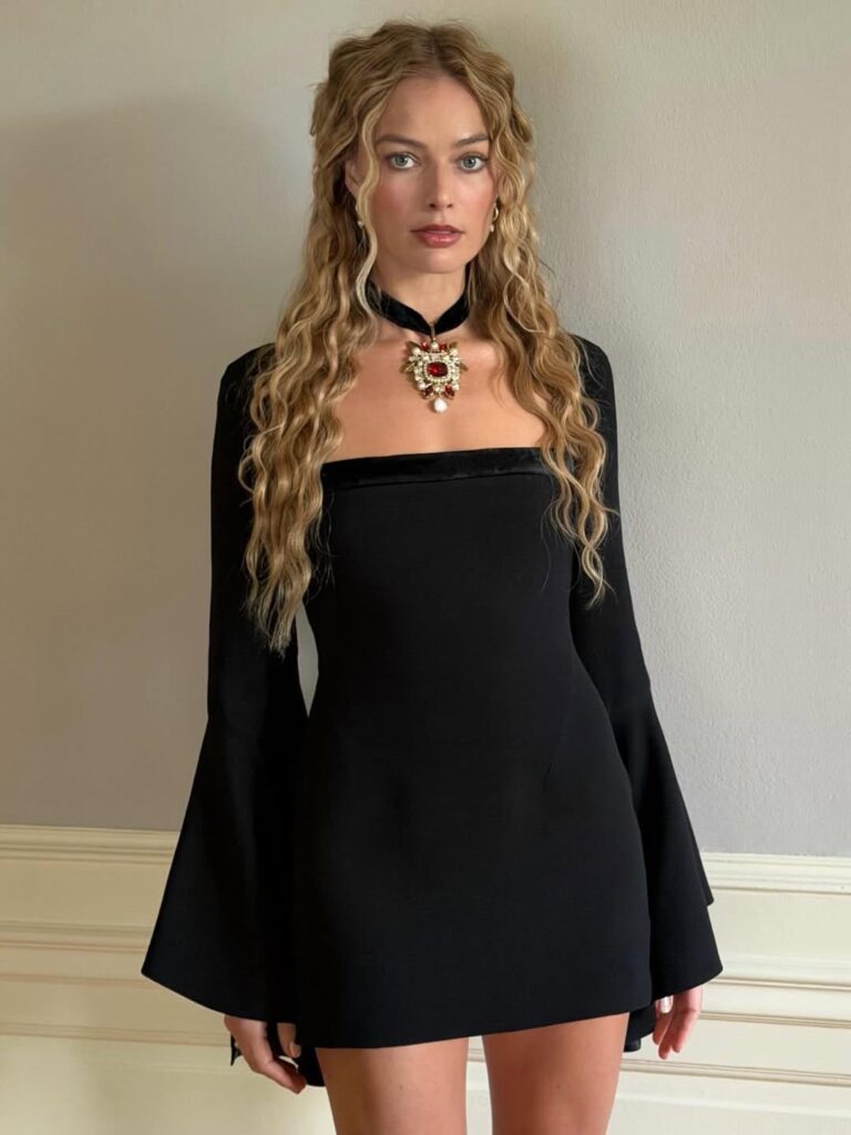 Margot Robbie in Roberto Cavalli for Wuthering Heights press