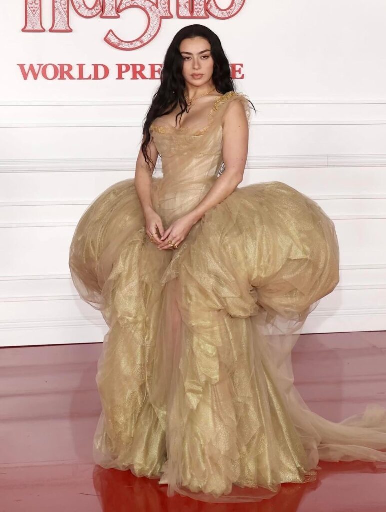 Charli xcx in Vivienne Westwood as she steps out for the world premiere of "Wuthering Heights."