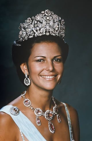 Queen Silvia of Sweden wearing the Braganza tiara throughout the years.