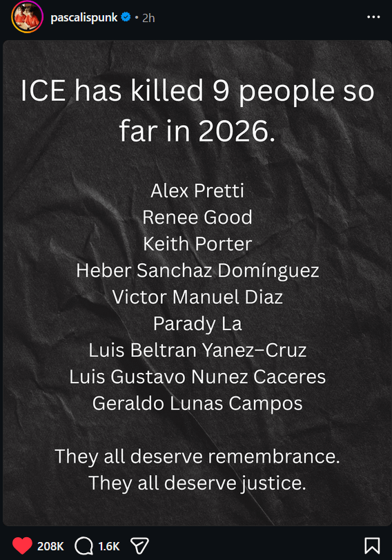 Pedro Pascal speaks out against ICE again