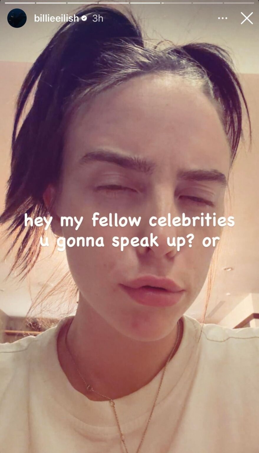 Billie Eilish: “hey my fellow celebrities u gonna speak up? or”
