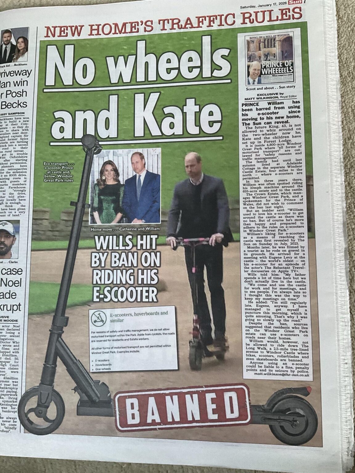 Prince William is ‘banned’ from using e-scooter at new home