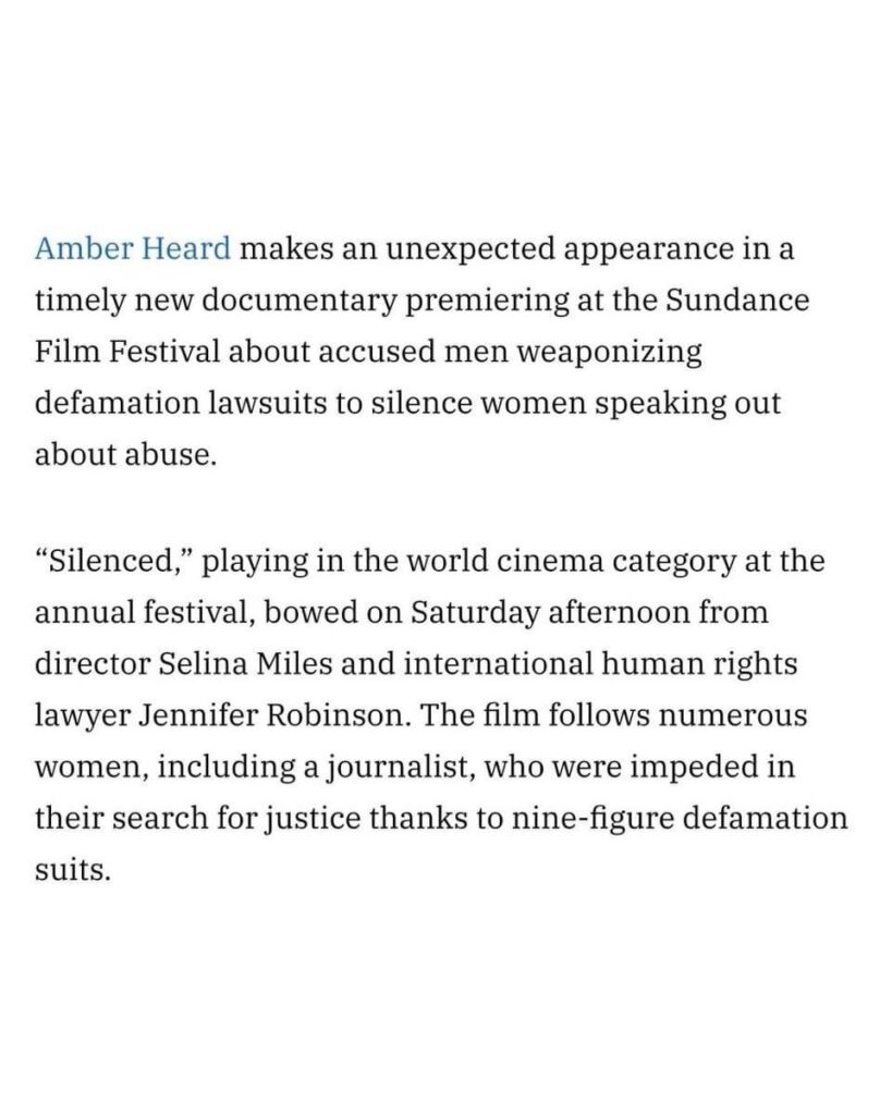 Amber Heard Returns in Sundance Doc About Women Silenced by Defamation Suits, Recalls Johnny Depp Trial: ‘I Didn’t Understand It Could Get So Much Worse For Me’