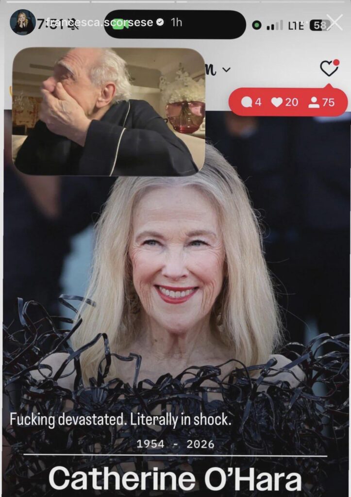 Martin Scorsese's daughter Francesca posts his reaction to finding out Catherine O'Hara died on her Insta stories