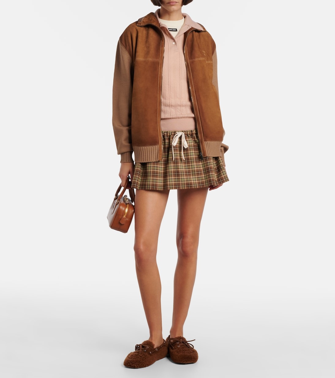 Miu Miu, Suede-trimmed shearling boat shoes