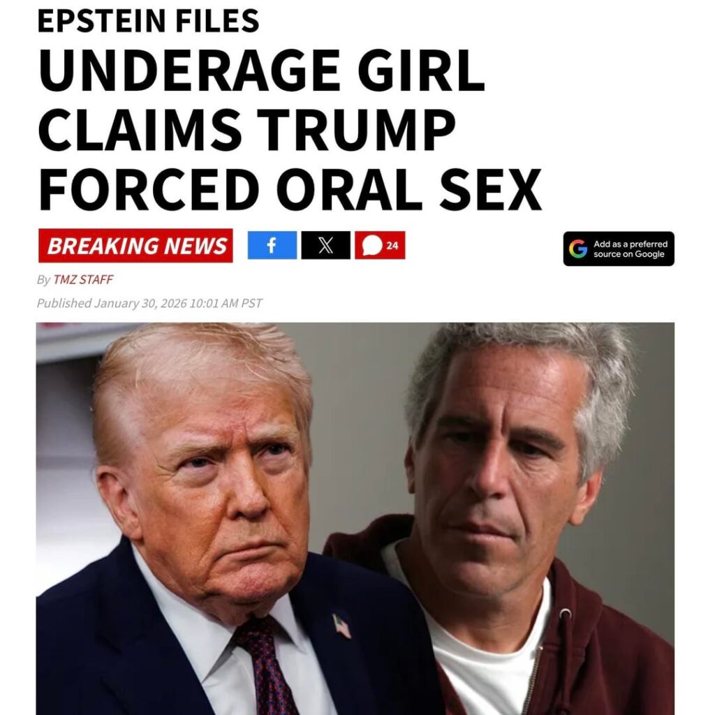 Trump is accused in the latest Epstein files released, of forcing an underage girl to perform oral sex.