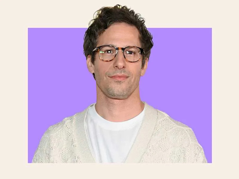 Andy Samberg on colorful background