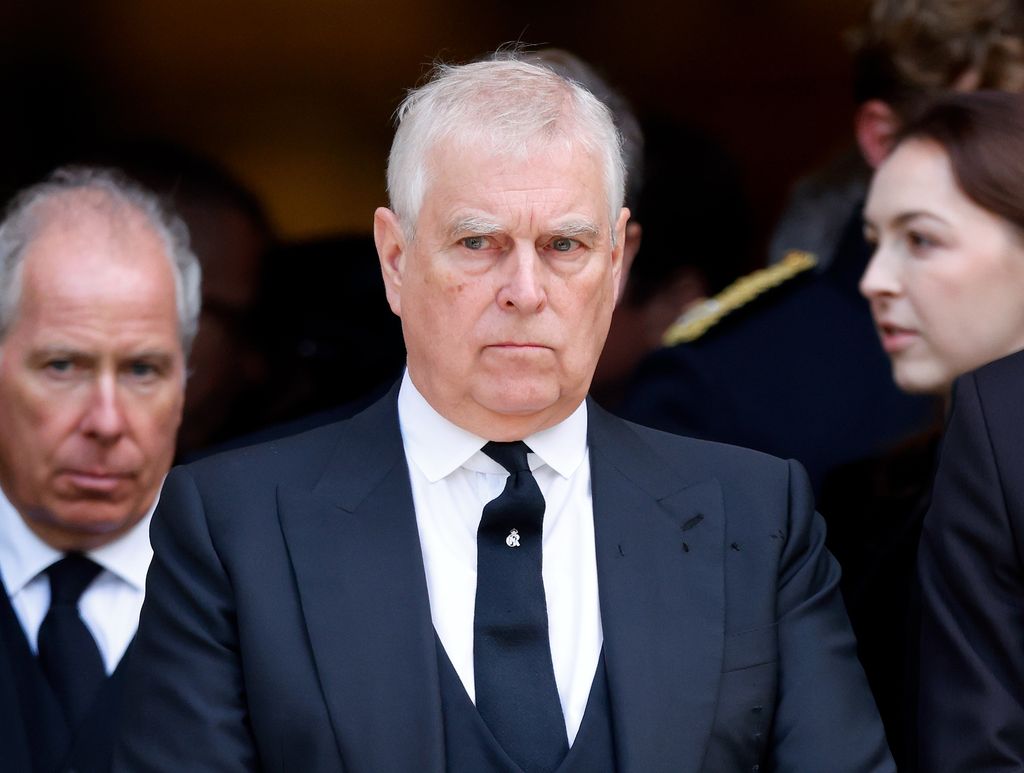 Prince Andrew at the Duchess of Kent's Requiem Mass service at Westminster Cathedral on September 16