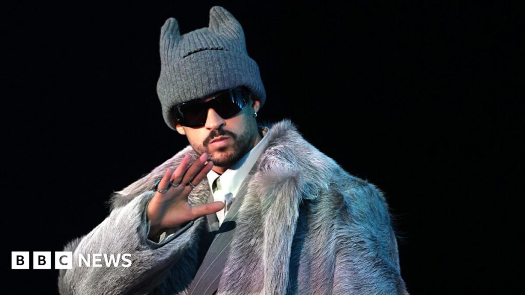 Bad Bunny greets fans and the media at a press conference for the 2026 Super Bowl Half Time Show