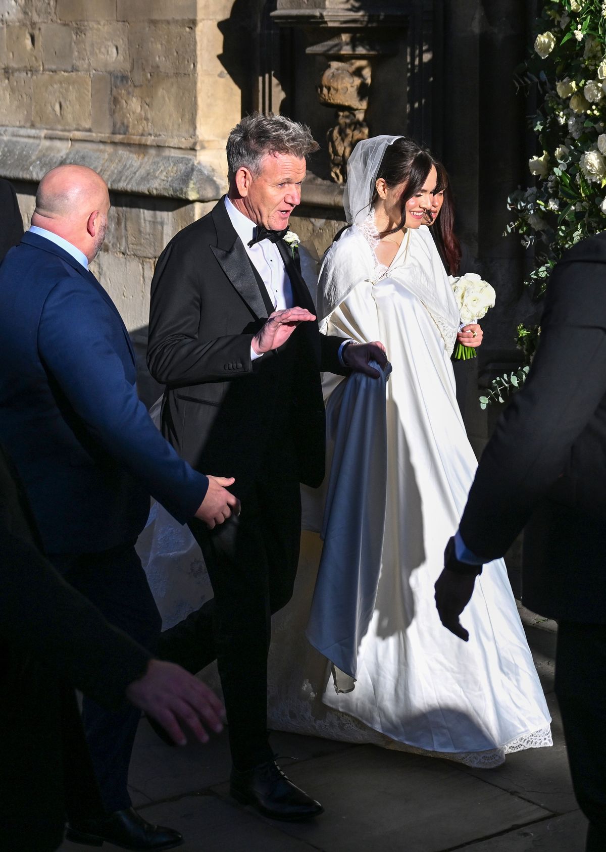 Gordon Ramsay and daughter Holly Ramsay arrive for her wedding to Adam Peaty at Bath Abbey on December 27, 2025 in Bath, England. 