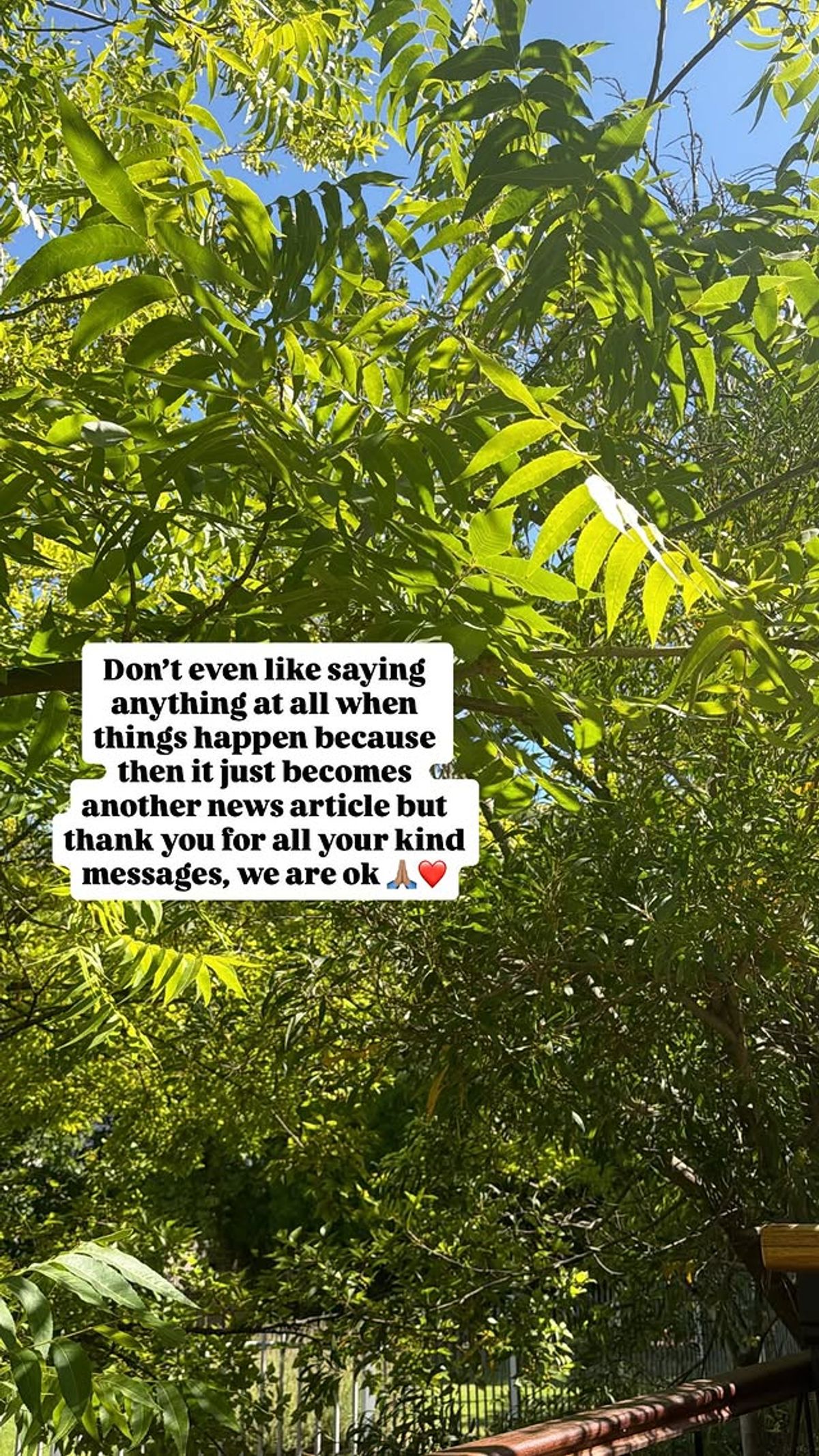 She took to her Instagram to post the statement