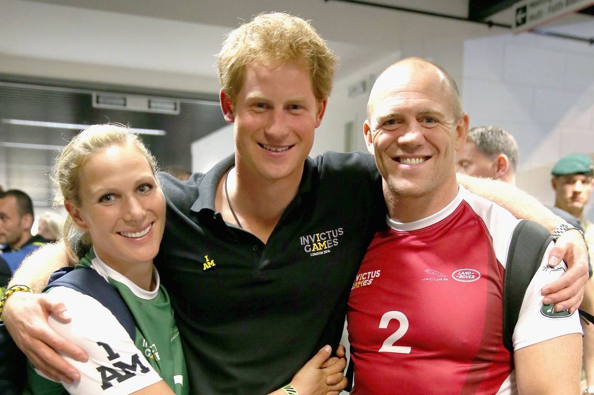 Zara and Mike Tindall with Prince Harry
