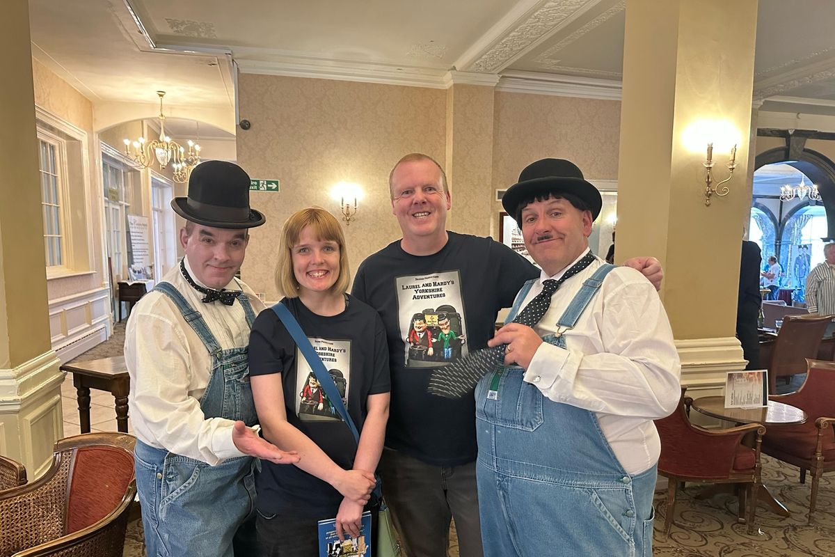 Laurel and Hardy lookalikes with Rebecca Sills and Dean Sills