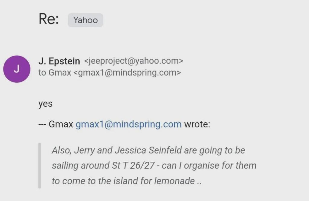 Jerry Seinfeld has been named in the Epstein files