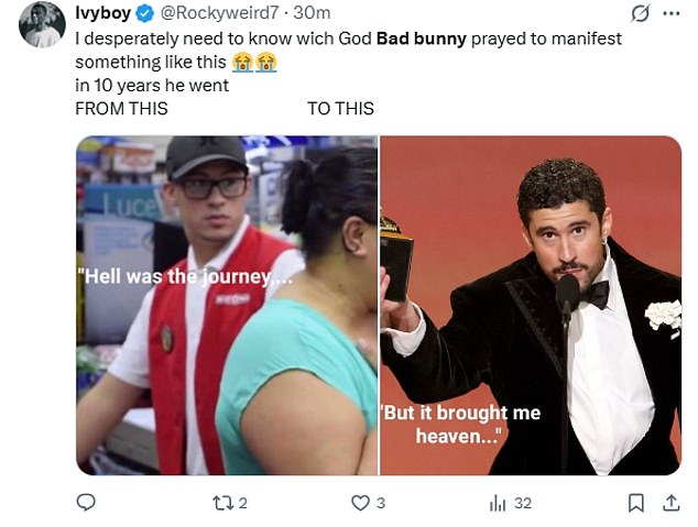 And fans can't get over his incredible transformation as they took to Twitter after his Grammy win to marvel at his good looks