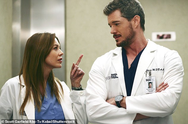 In a pre-taped message that was shared to attendees at the event, Pompeo admitted that she 'fell in love' with the actor when he joined the Grey's Anatomy cast in season two as Dr. Mark Sloan