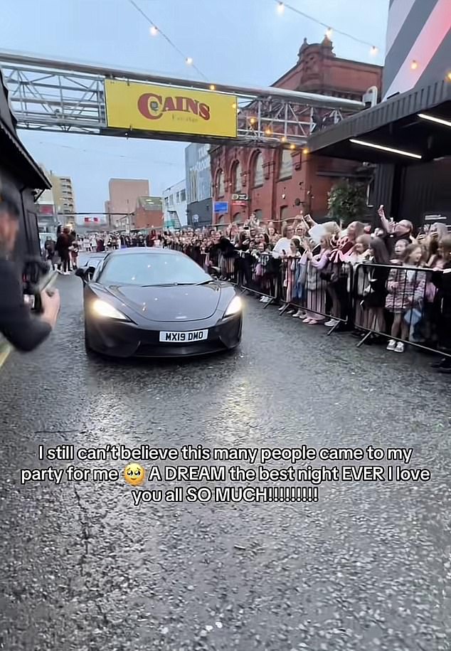 Lacey's TikTok account shows the moment the 12-year-old rocked up at her exclusive birthday party in a McLaren supercar