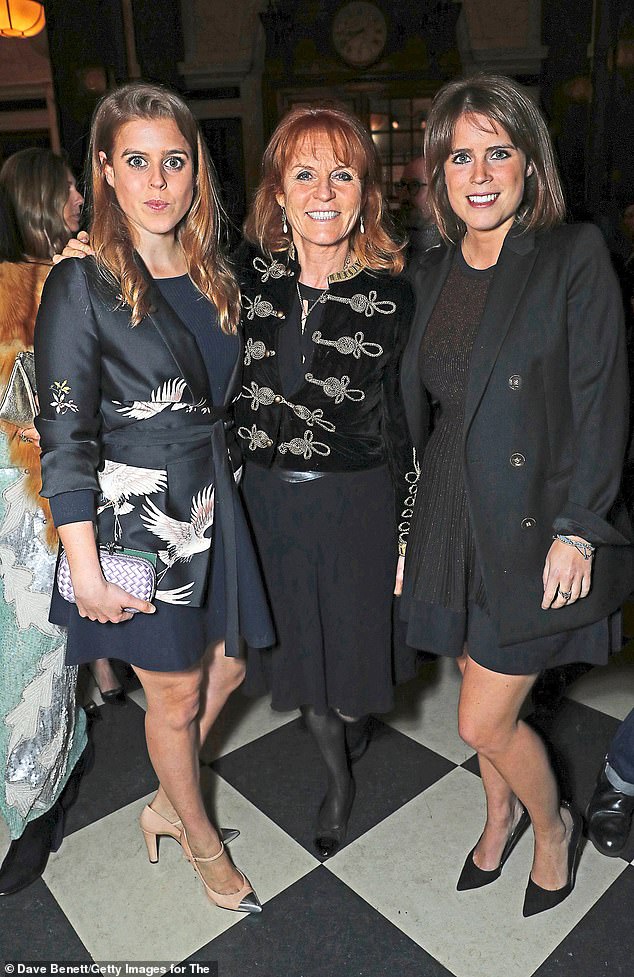 Fergie has been spending time with her youngest daughter, Princess Eugenie, 35,  (right), who has been attending an art fair in Doha, Qatar, in her role as a director at Hauser and Wirth (pictured together in 2017)