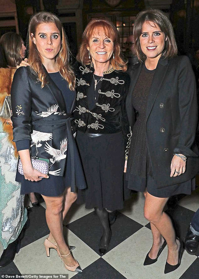 Fergie with her daughters, Princesses Beatrice (left) and Eugenie (right), pictured together in 2017