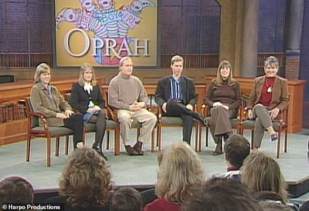 The Kienast quintuplets and their mother on Oprah in January 1996. The TV program regularly featured multiple birth families