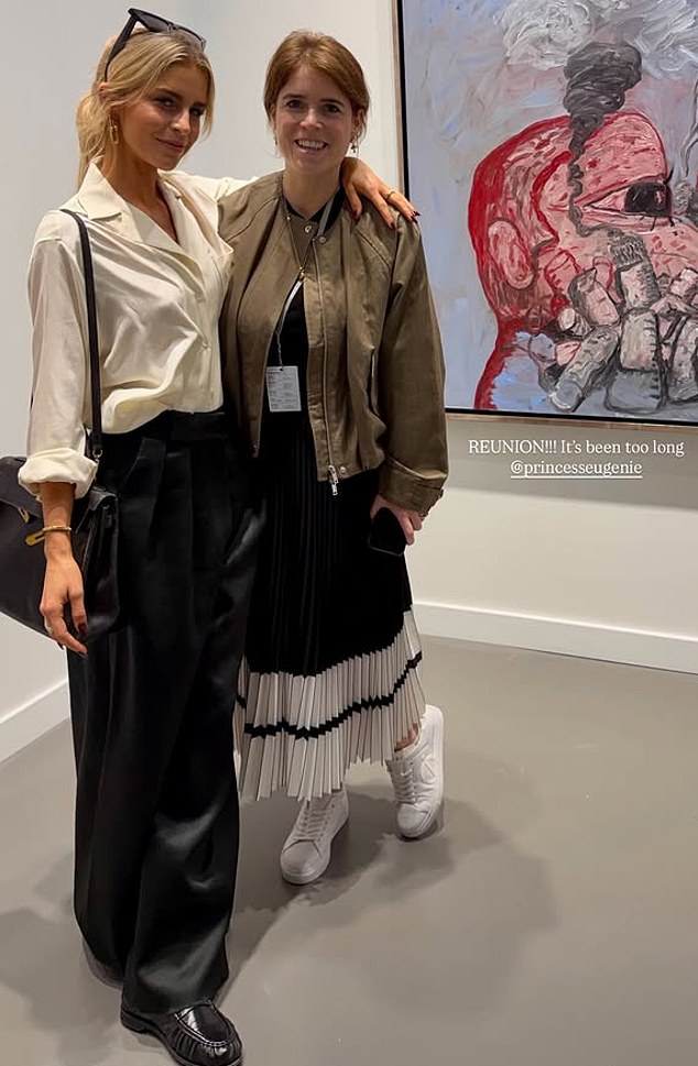 Princess Eugenie with her friend Caroline Daur at an art fair in Qatar this week