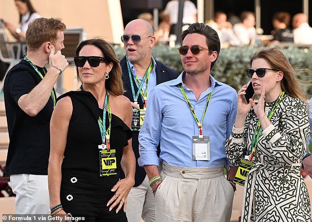 TV presenter Natalie Pinkham, Beatrice's husband Edoardo Mapelli Mozzi and Princess Beatrice in Bahrain at the Grand Prix last year