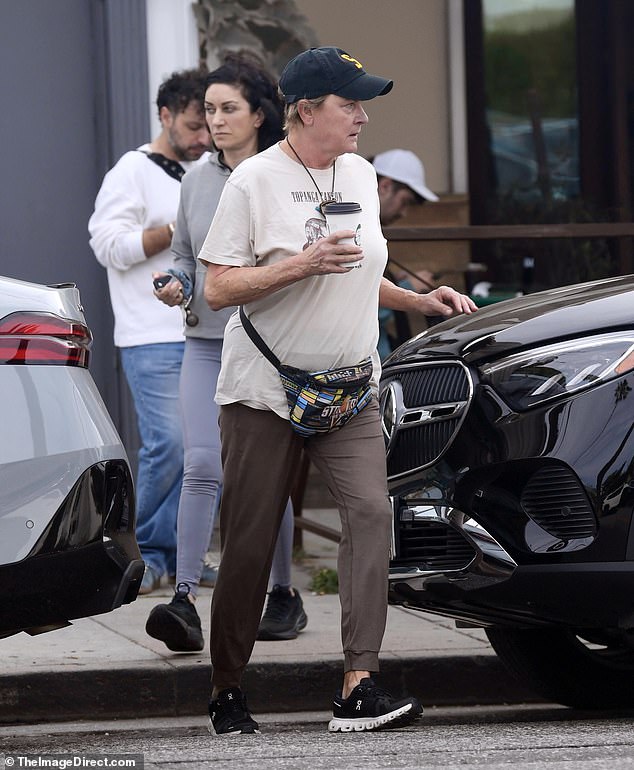 She kept things effortlessly casual in a graphic T-shirt, joggers and a fanny pack - a far cry from her glammed-up red carpet days on Days of Our Lives, or her nude Playboy spread in 1988