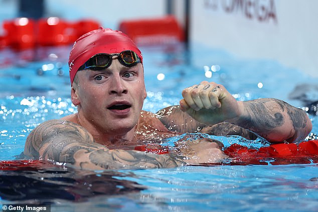 The pair helped define breaststroke, with Adam considered one of the greatest sprint breaststrokers in history (pictured at the Paris Olympic games in 2024)