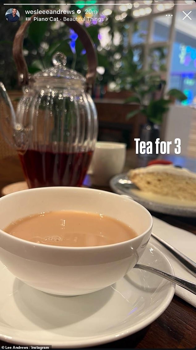 Lee continued to fuel the flames with a post which read: 'Tea for 3'