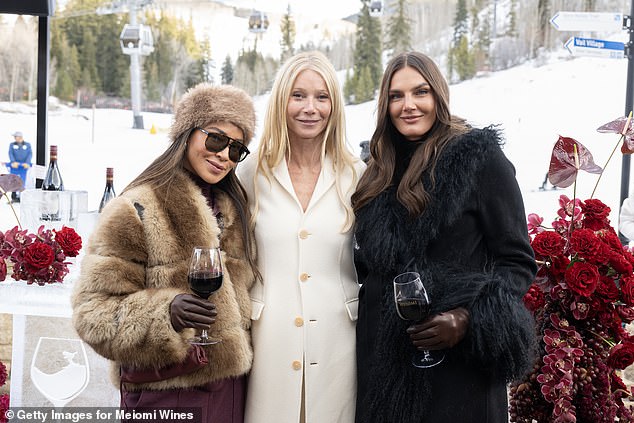 (L-R) Julie Sariñana, Gwyneth Paltrow and Tezza Barton pose for a photo during their appearance at the Express Lift Bar