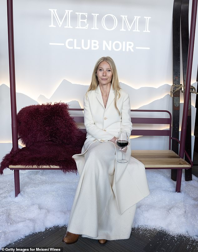 Paltrow was on hand to celebrate Meiomi as the brand hosted the latest in a series of exclusive, curated, Club Noir pop-up events, designed to showcase their wines in 'an après ski setting'