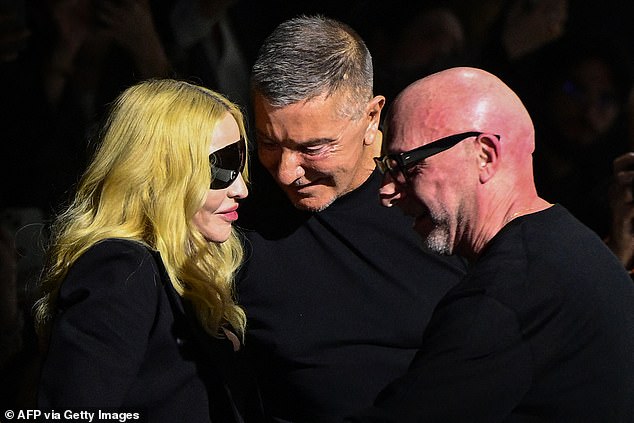 She was later seen speaking with designers Domenico Dolce and Stefano Gabbana as she sat front row the show