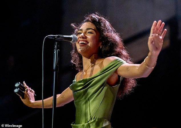 Olivia Dean performing at Manchester's Albert Hall earlier this week, as part of the BRITs Week series of concerts...