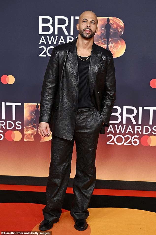 Marvin humes opted for a leather look for the night