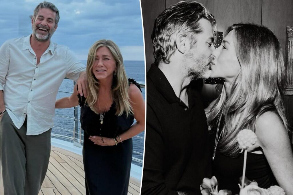 Jennifer Aniston and Jim Curtis kiss in birthday photo