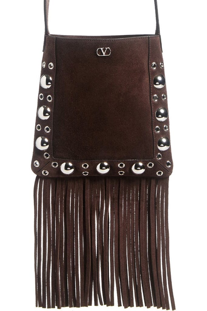 Nellcôte Fringe Stud Suede Crossbody Bag